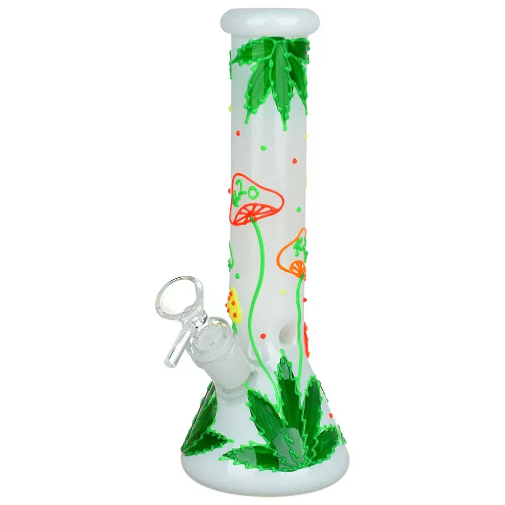 420 Leafy Shroom Glow Beaker Bong