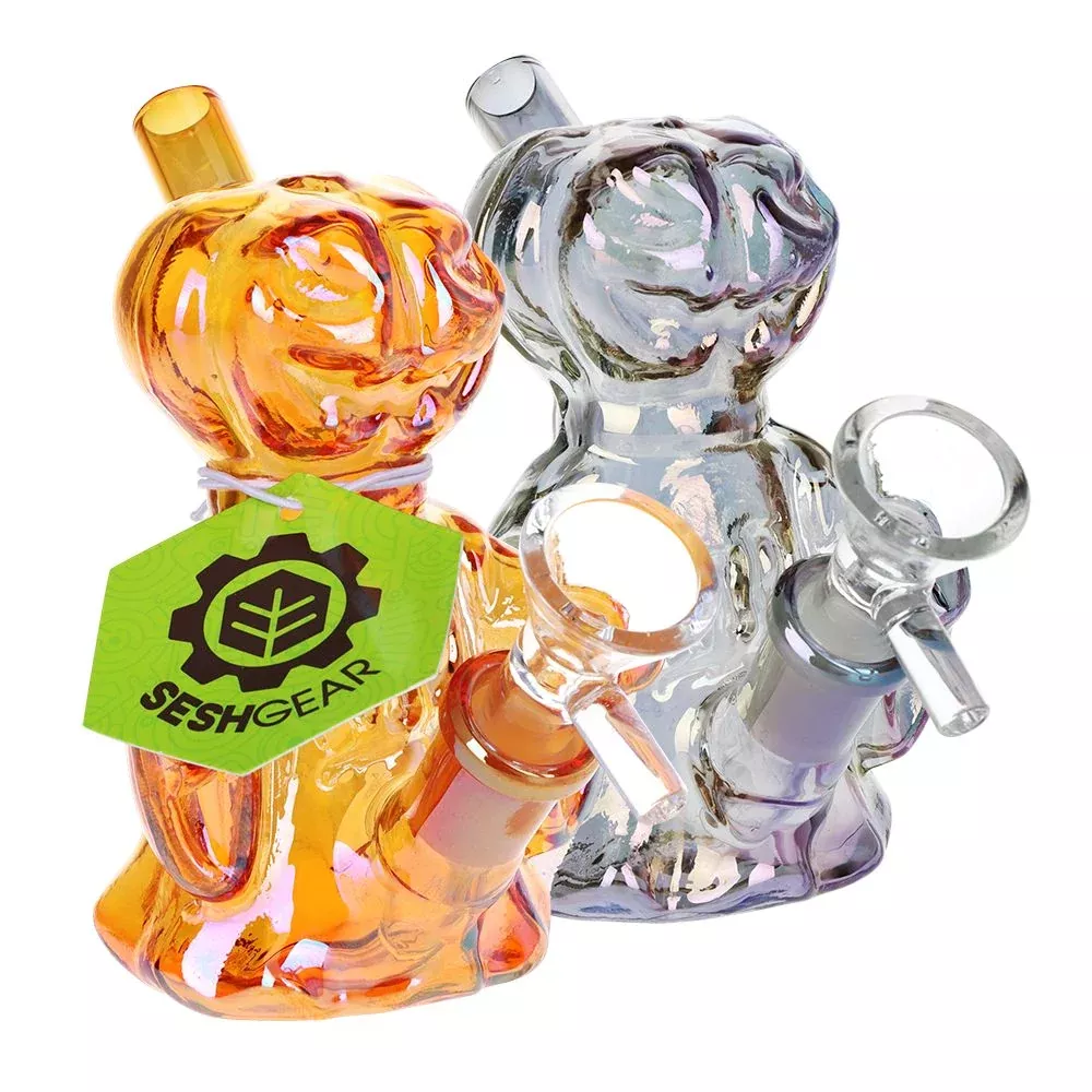 4CT BUNDLE-SeshGear Jack-O-Lantern Ghost Glass Bubbler 4"